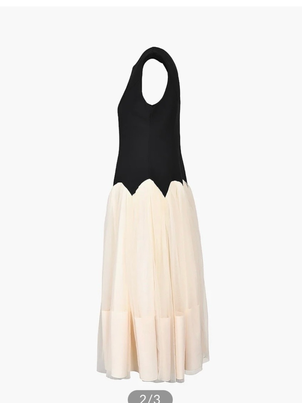 Commense Black Bodice with Cream Tulle Midi Dress - Picture 2 of 8